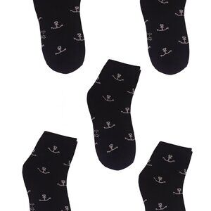 5-Pack Kids Black Anchor Pattern Crew Socks NWOT